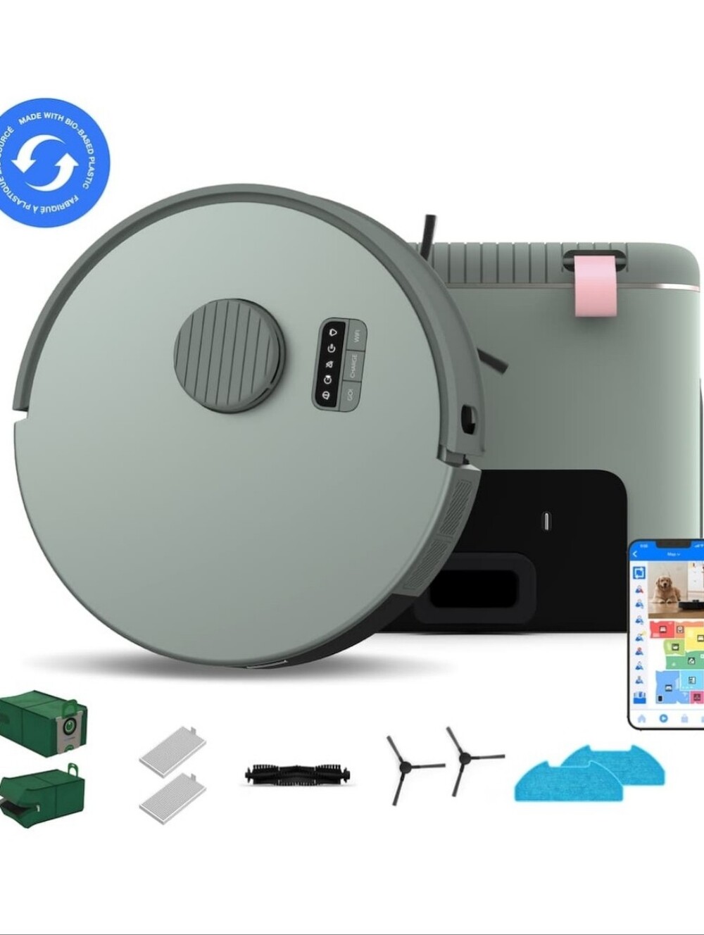 bobsweep bio self emptying robot vacuum & mop with 100 day dock